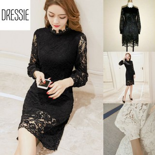 [HÌNH THẬT] Váy Áo Đầm Ren Suông Cao Cấp DRESSIE Thời Trang Nữ Công Sở Dạo Phố Dự Tiệc Đẹp - DB78 (Đen - Trắng)