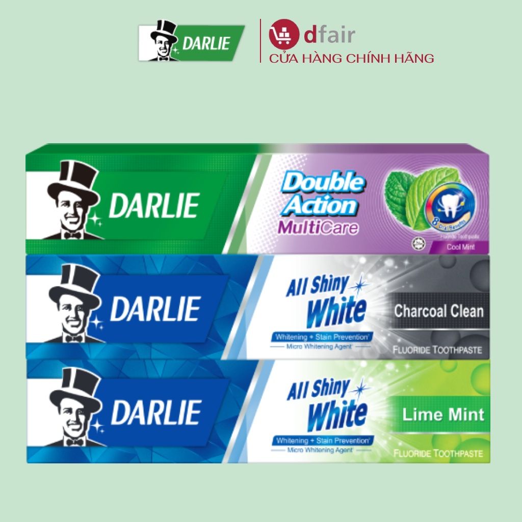 Combo 3 Tuýp Kem Đánh Răng Ông Già Darlie Giúp Răng Trắng Sáng Darlie Charcoal+Lime+Multi Care 140g