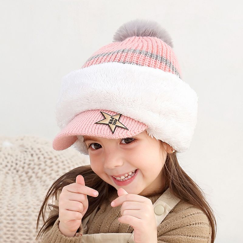 Mũ Beanie Dệt Kim Lót Lông Cừu Giữ Ấm Tai Kèm Khăn Choàng Cổ Giữ Ấm Mùa Đông Dành Cho Bé Trai Gái