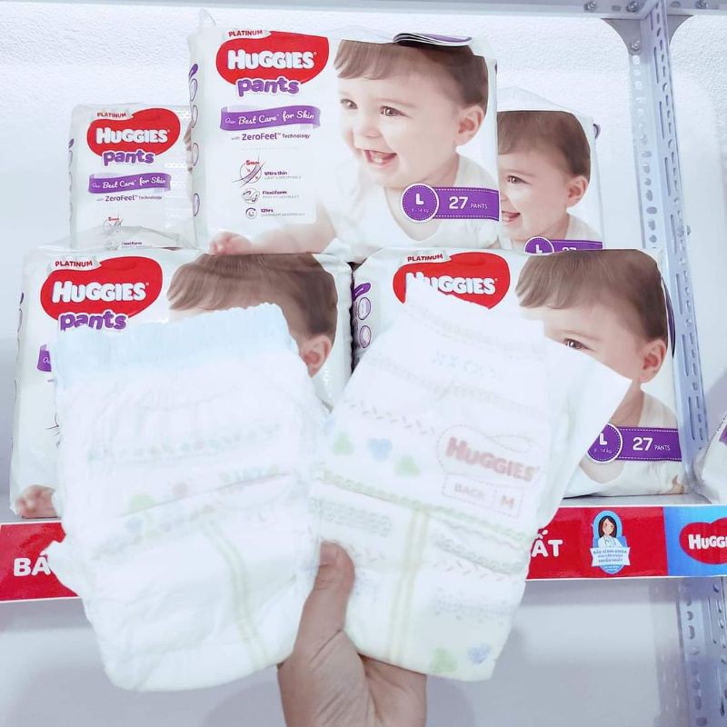 Bỉm Huggies Platinum bỉm quần đủ size M33, L27, XL24