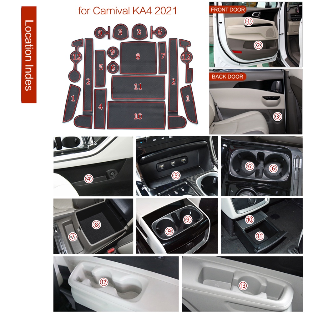 Set 16 Đệm Silicone Lót Khe Hở Cửa Xe Hơi Kia Carnival KA4 2023 2022 2021