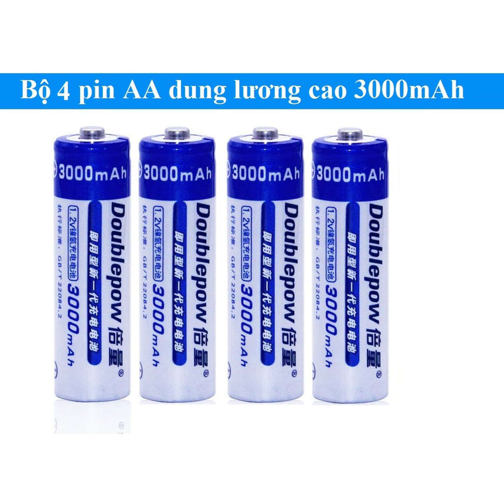 Bộ viên pin tiểu sạc dung lượng cao Doublepow AA 3000mAh