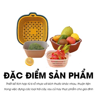 Bộ Rổ 6 Món Kèm Chậu Chất Liệu Nhựa Cao Cấp, Đựng Đồ Đa Năng