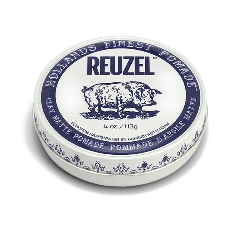 Sáp Vuốt Tóc Reuzel Matte Clay Pomade 113g- Minty Scent Chính Hãng - Pomade Heo Trắng Xanh