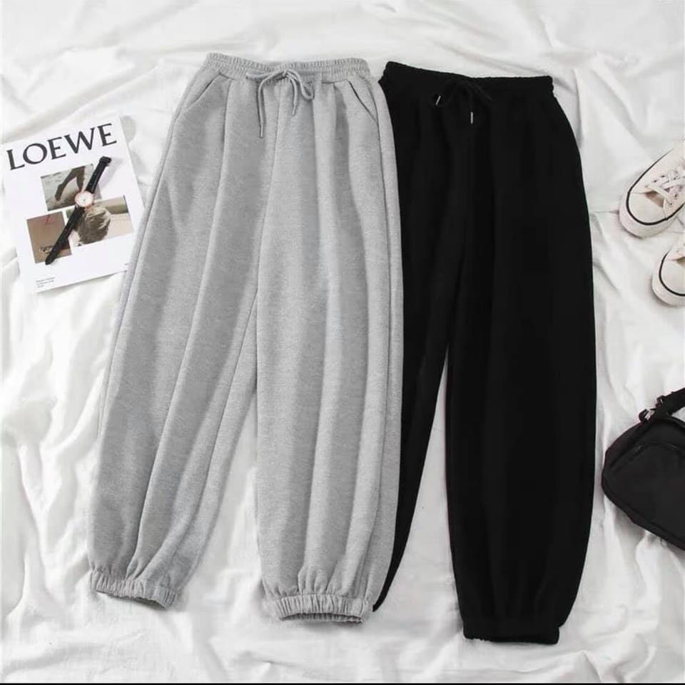 Quần Jogger nữ trơn ống rộng bo gấu chất da cá- Quần nữ thu đông chất đẹp