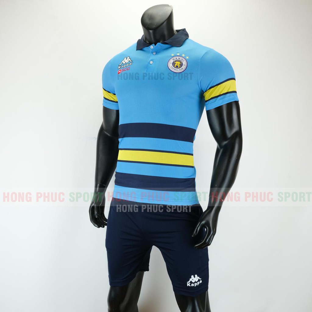 XẢ KHO BỘ QUẦN ÁO ĐÁ BÓNG THỂ THAO NAM CLB HÀ NỘI POLO VẢI DỆT 2019