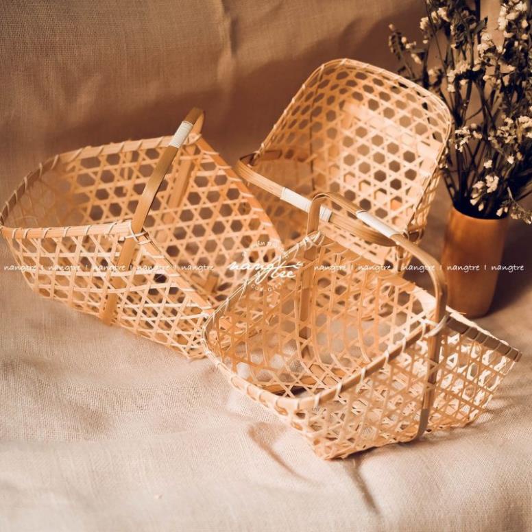 Tre tự nhiên- Hộp tre giỏ tre làn tre mã 442 -Mây tre đan việt