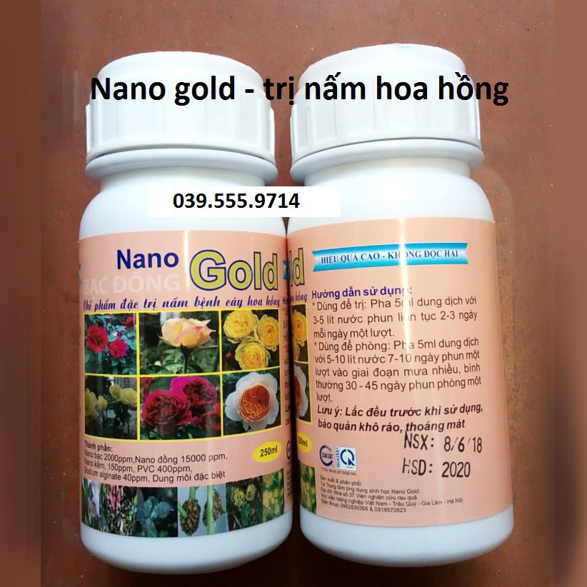 Chế phẩm Nano gold Bạc Đồng đặc trị nấm bệnh cho cây hoa hồng 250ml