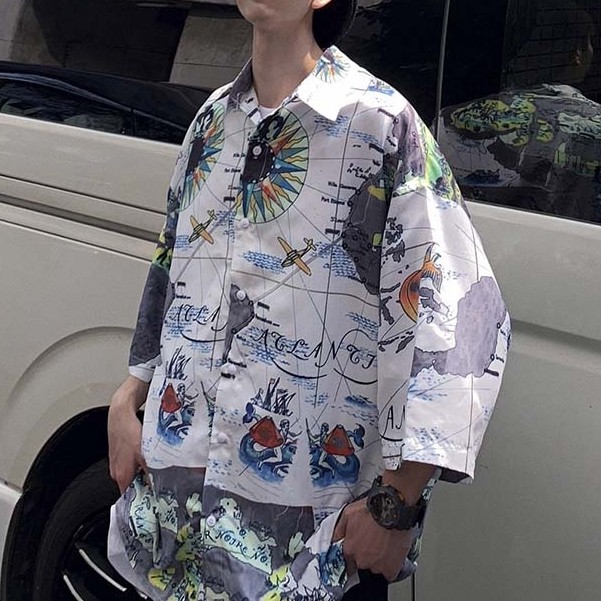 Áo Sơ Mi Tay Ngắn Chống Nắng Hoạ Tiết Phong Cách Nhật Bản Cho Nam | BigBuy360 - bigbuy360.vn