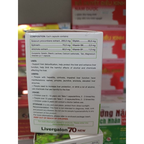 0Viên uống Livegalon 70 giải độc gan,mát gan,thanh nhiệt giải độc gan hộp 100 viên