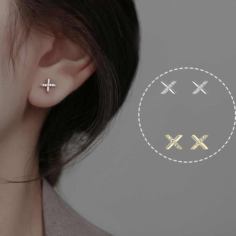 X Letter Mini Earings Dành Cho Nữ Hikaw Earings Cho Trẻ Em Xuyên Không Gây Dị Ứng Không Mòn Phụ Kiện
