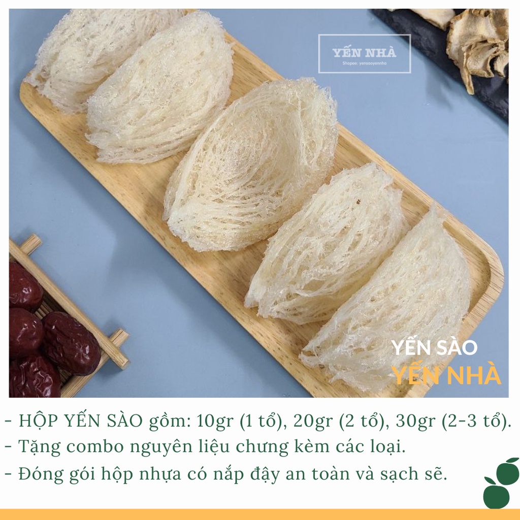 Tổ yến sào tinh chế nguyên chất 2 mặt sợi + nguyên liệu chưng Yến - Yến Nhà