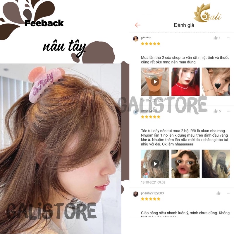 Thuốc nhuộm tóc Nâu Tây không cần Thuốc tẩy tóc kèm oxy trợ nhuộm Galistore