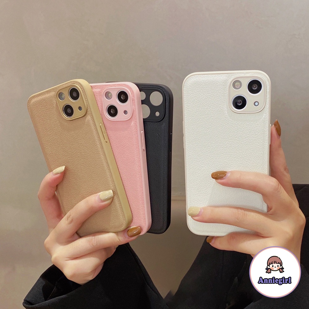 Ốp điện thoại giả da mềm màu trơn chống bám vân tay thích hợp cho iPhone 11 7Plus 8Plus XR 13 12 Pro Max