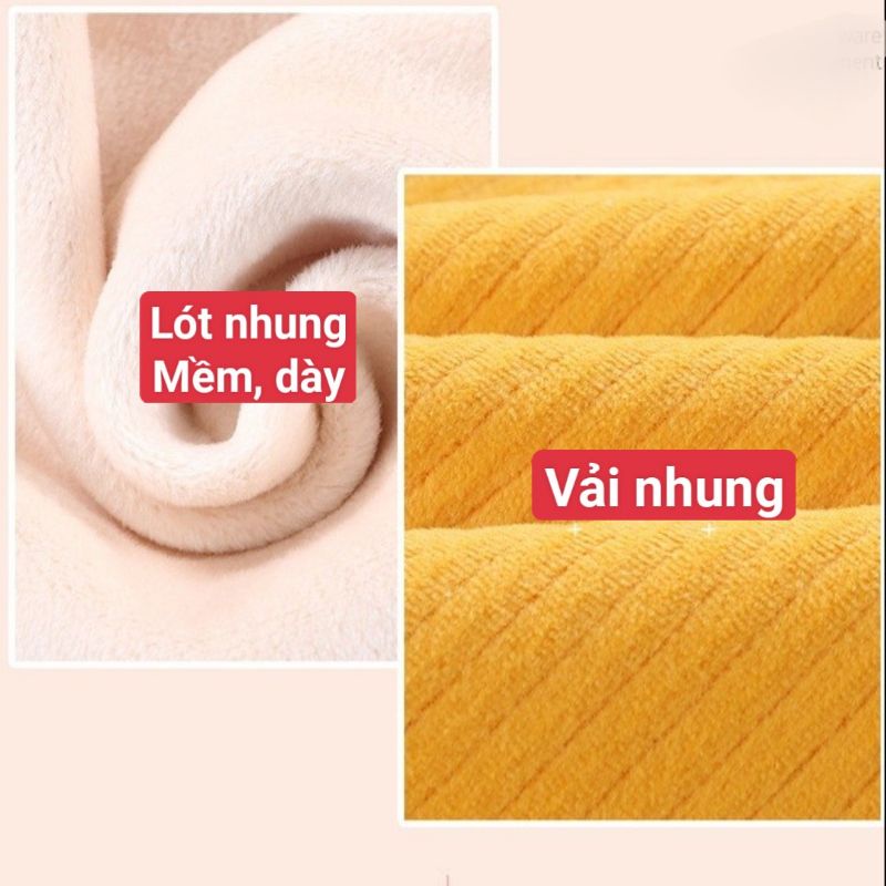 Bộ nhung cao cấp lót nỉ nhung dày ấm hàng quảng châu cho bé trai bé gái 6-28kg