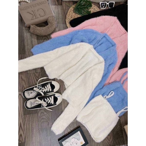 SET ÁO LEN LÔNG THỎ KÈM ÁO 2 DÂY | BigBuy360 - bigbuy360.vn