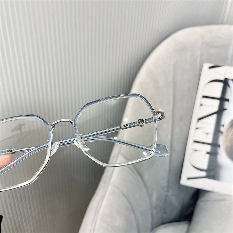 Mắt Kính Gọng Vuông Kim Loại Chống Ánh Sáng Xanh TR90 Thời Trang Hàn Quốc