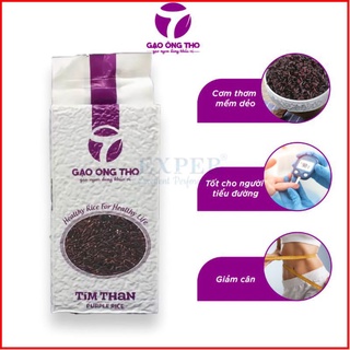 Gạo Lứt Tím Than Ông Thọ - Dẻo mềm,thơm cơm (Túi 1kg).