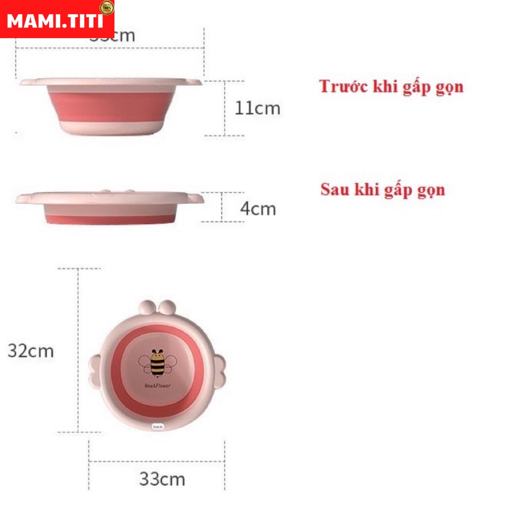 Chậu rửa mặt gấp gọn, [ SILICON ] CHẬU RỬA MẶT GẤP GỌN HÌNH ONG CHO BÉ