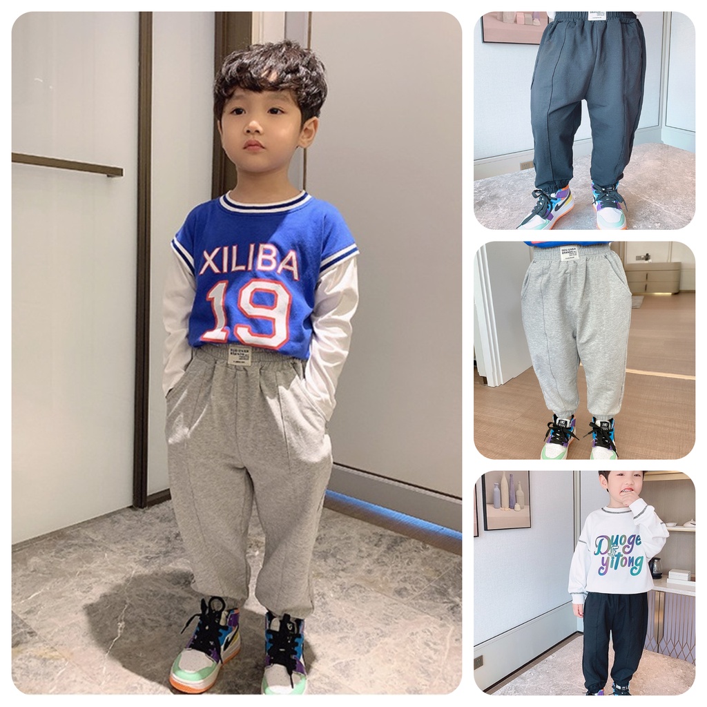 [SALE] QT8⚡Size90-140 (9-30kg)⚡Quần thun xịn,dáng thụng bé trai Hàn quốc XILIBA⚡Thời trang trẻ Em