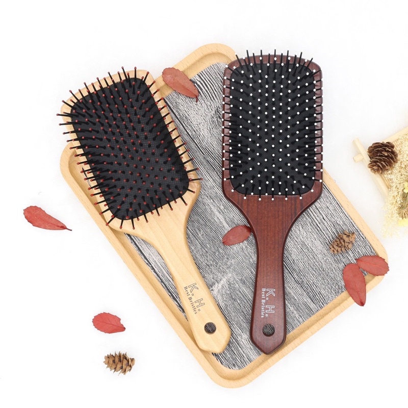 Lược Massage Cán Gỗ Bản To Cao Cấp K.H Massage Comb