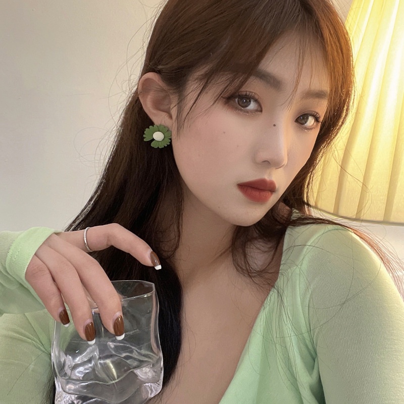 Bông Tai Hình Hoa Cúc Bằng Bạc S925 Phong Cách Hàn Quốc Thời Trang 2022 Dành Cho Nữ