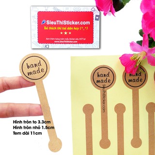 Tem niêm phong Handmade giấy Kraft HMNP01 dán chai, hủ, hộp kẹo, bánh mứt, hộp quà sinh nhật, quà valentine.