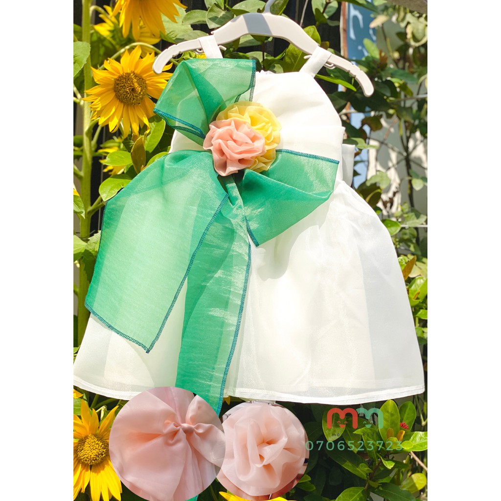 Đầm công chúa dự tiệc xinh xắn cho bé gái, đầm thiết kế chất liệu Organza cao cấp cho bé 8kg đến 21kg