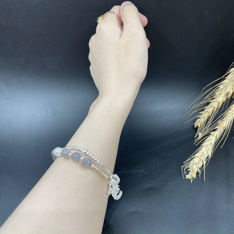 Vòng Tay Đá Phong Thuỷ Phối Chram Bạc 925 )