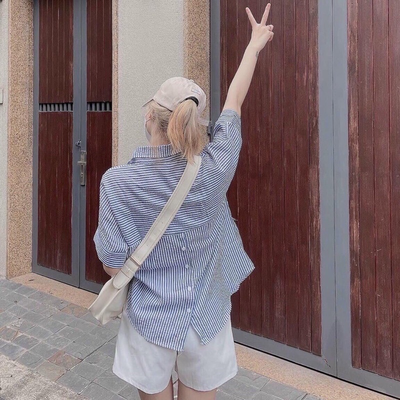 🌈 SET ÁO SƠMI KẺ XANH, QUẦN SHORT TRẮNG LOẠI 1 NHÀ MÓM