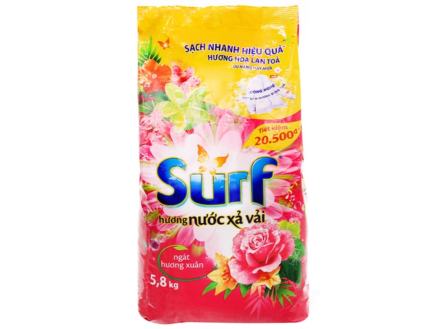 BỘT GIẶT SURF 5.8KG HƯƠNG NƯỚC XẢ VẢI