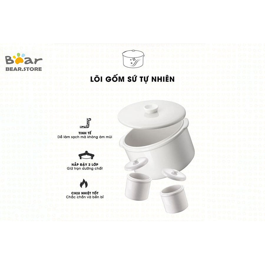 Nồi Nấu Cháo Chậm Cho Bé BEAR DDZ-D16A1 1.6L Có Kèm Lồng Hấp