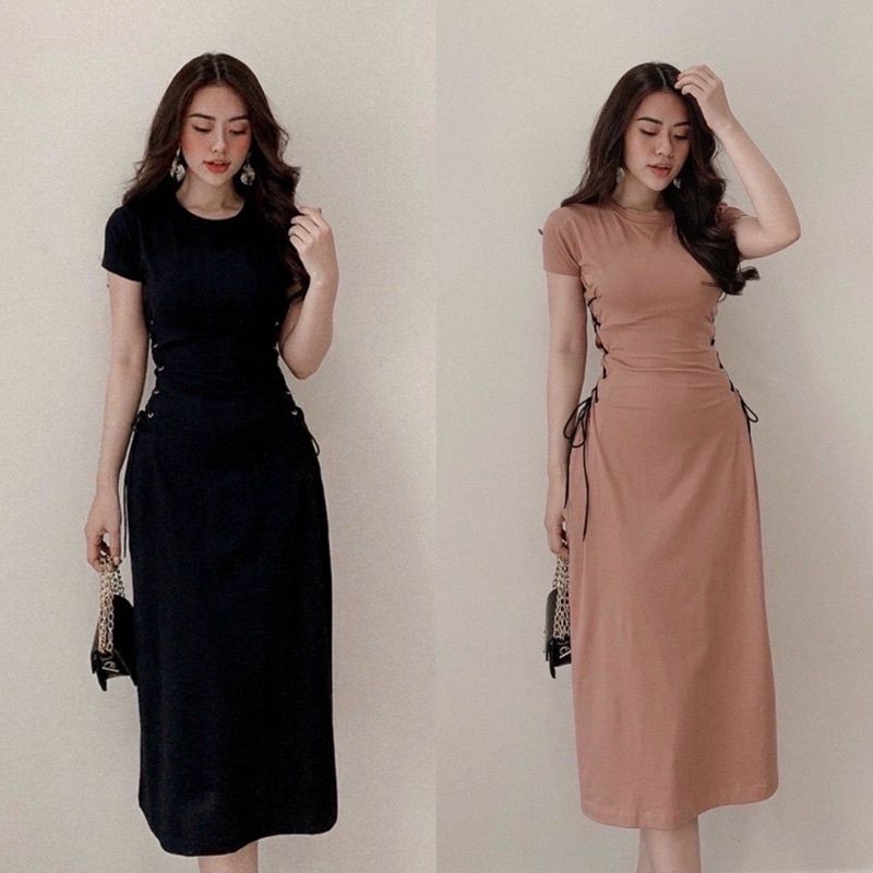 Đầm maxi body rút dây eo (Ảnh chụp thật)