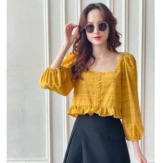 Olv - áo marigold square neck top