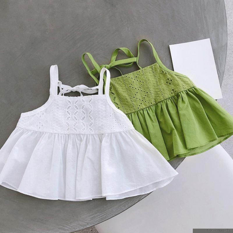 Áo croptop hai dây mềm mại màu trơn thời trang mùa hè cho bé gái