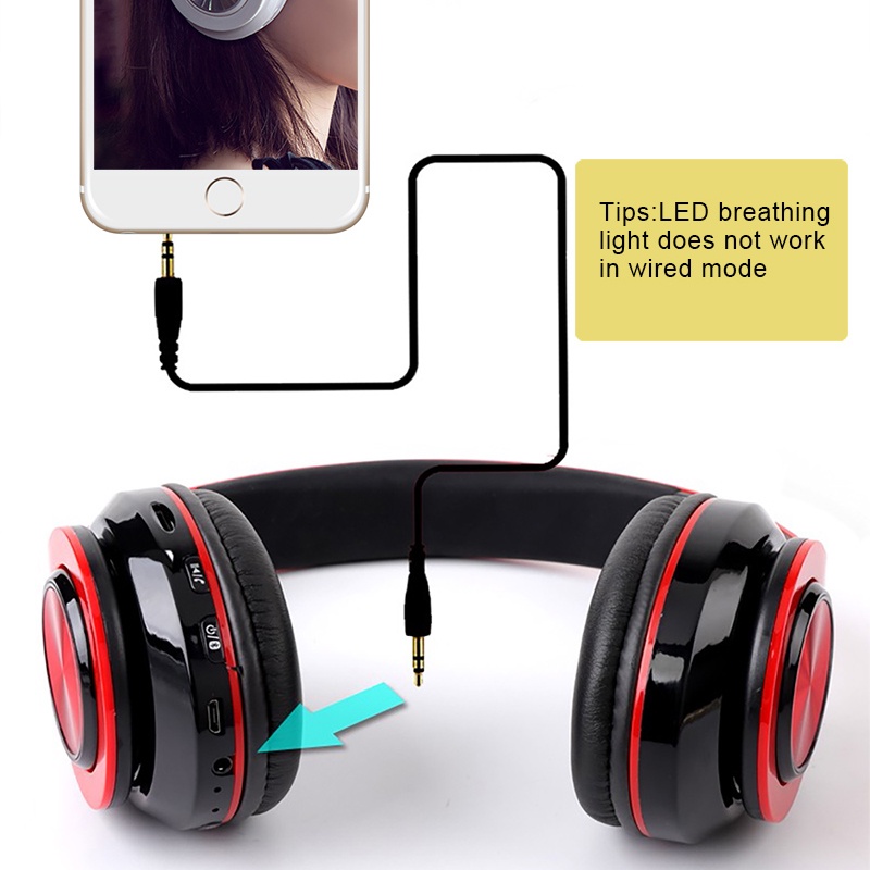 Tai nghe bluetooth không dây B39 có tích hợp FM, đèn Led, gấp gọn dễ dàng sử dụng