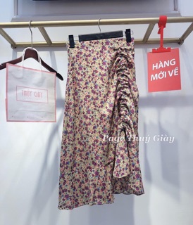 Set áo thun lệch vai chân váy hoa