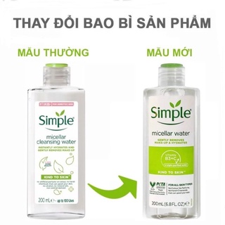 Nước tẩy trang Simple Kind to Skin Micellar Cleansing Water 200ml