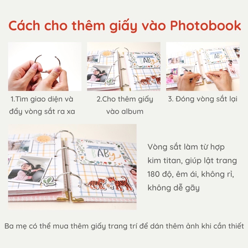 Album ảnh nghệ thuật cho bé, Album cho bé in sẵn trang trí 🍬🍼