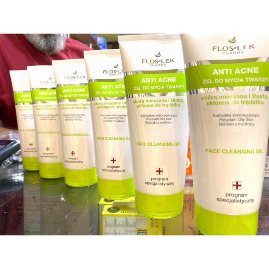 Floslek Sữa Rửa Mặt Dạng Gel Cho Da Nhờn Mụn Anti Acne Bacterial Face Cleansing Gel 125ml