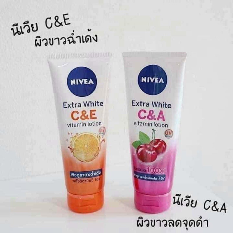 Tuýt 320ml sữa dưỡng thể kích trắng da NIVEA ẼXTRA WHITE C&E vitamin lotion Thái Lan.