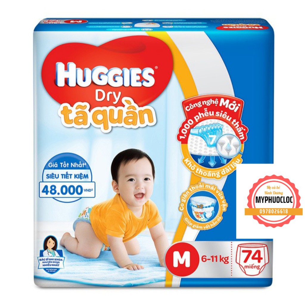 BỈM QUẦN HUGGIES SIÊU THẤM SIZE M40/M54/M74 (6-11KG)