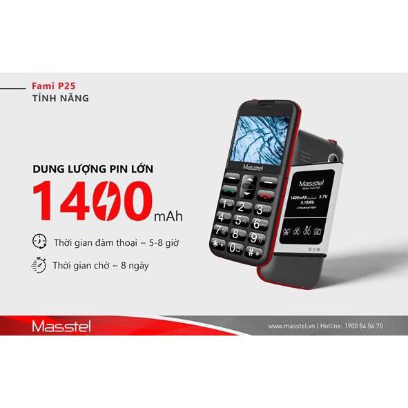 Điện Thoại Masstel Fami P25 tặng DOCK sạc (Cho Người Già) -2 Sim -LOA TO BÀN PHÍM LỚN | BigBuy360 - bigbuy360.vn
