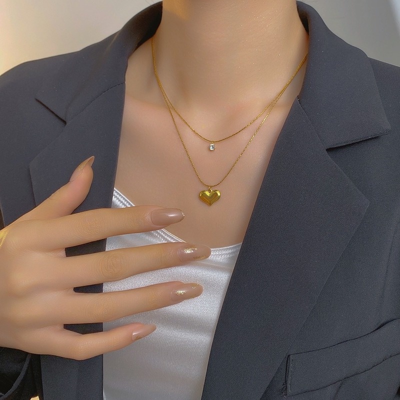 Dây Chuyền Mạ Vàng 18K Mặt Hình Trái Tim Phong Cách Âu Mỹ Thời Trang Cho Nữ