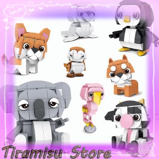 Bộ đồ chơi lego lắp ráp mô hình động vật chó mèo chim cánh cụt koala chim hồng hạc sư tử cú mèo