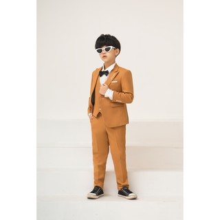 Bộ vest bé trai màu cam