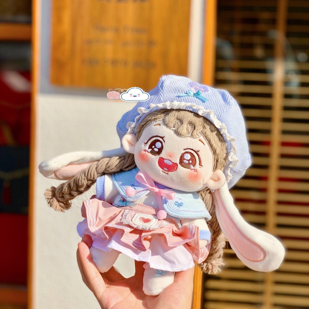 Bộ đồ Kẹo thỏ đào bông cho bé doll 15cm 20cm