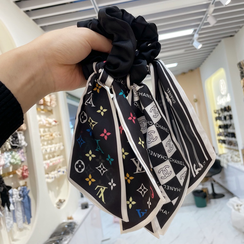 Dây buộc tóc vải satin họa tiết in nhiều kiểu độc đáo sành điệu