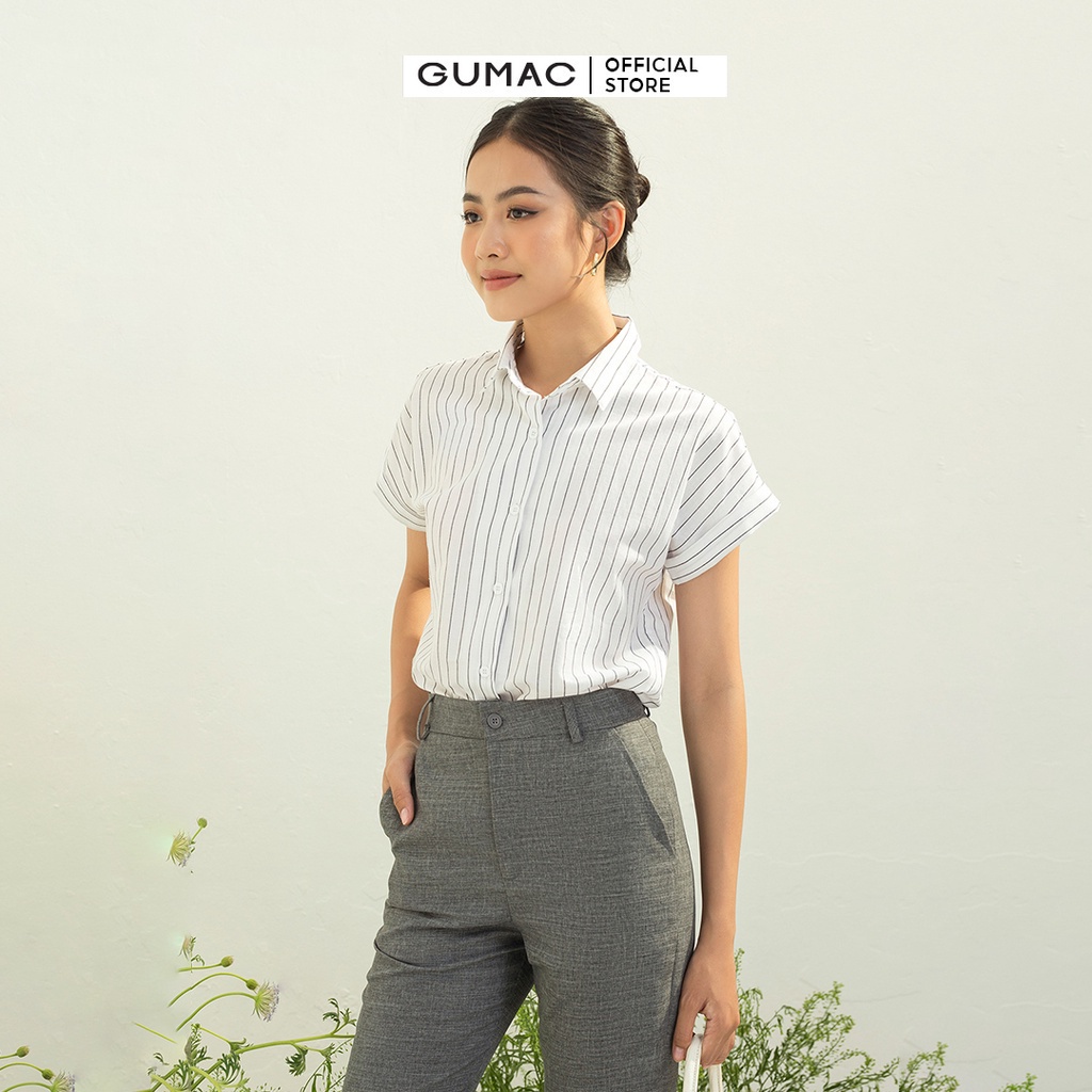 [Mã WABRGUM giảm 10% tối đa 30K đơn 99K] Áo sơ mi công sở nữ tay ngắn thời trang GUMAC chất liệu Linen cao cấp AC03068