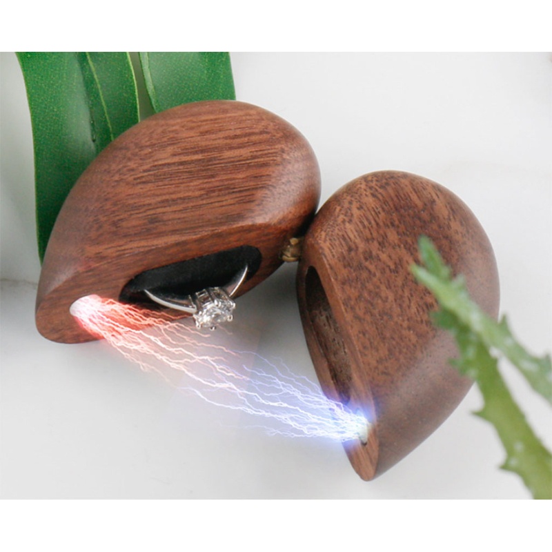 Flgo Hộp Đựng Nhẫn Cưới Bằng Gỗ Hình Trái Tim Đính Đá Quý Sang Trọng